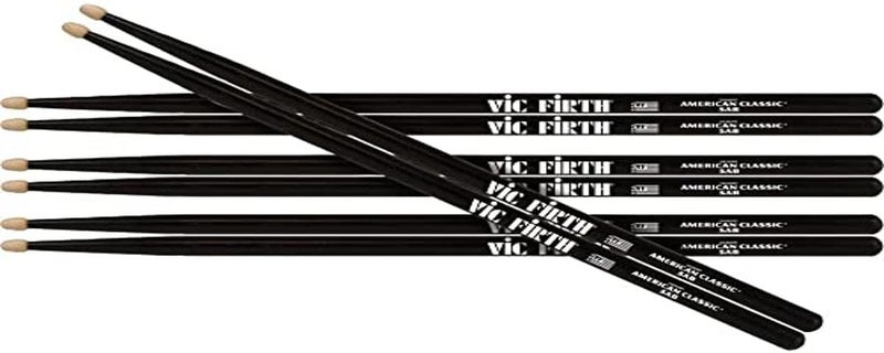 Vic Firth American Classic Series Drumsticks - 5AB - Black Hickory - 4 Pair Value Pack